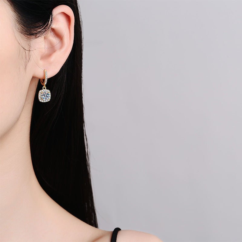 Béra&Co Golden Halo Moissanite Drop Earrings