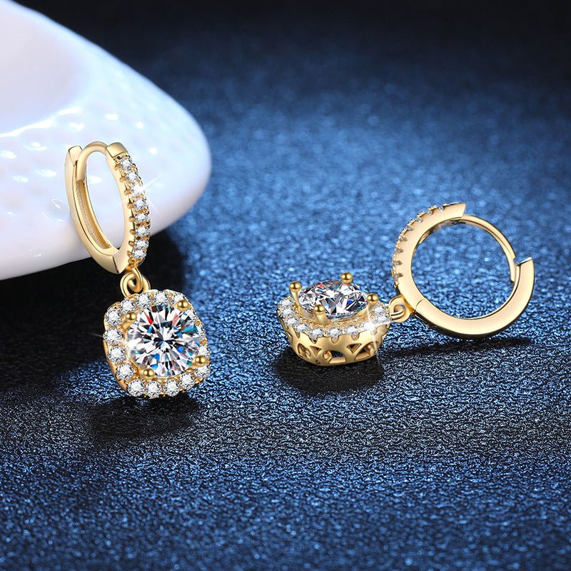 Béra&Co Golden Halo Moissanite Drop Earrings
