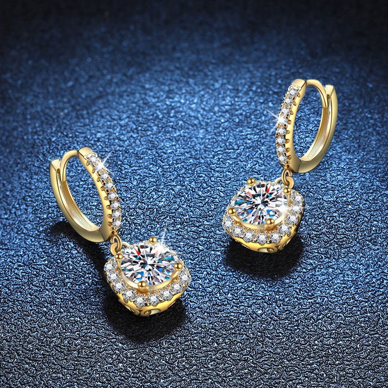 Béra&Co Golden Halo Moissanite Drop Earrings