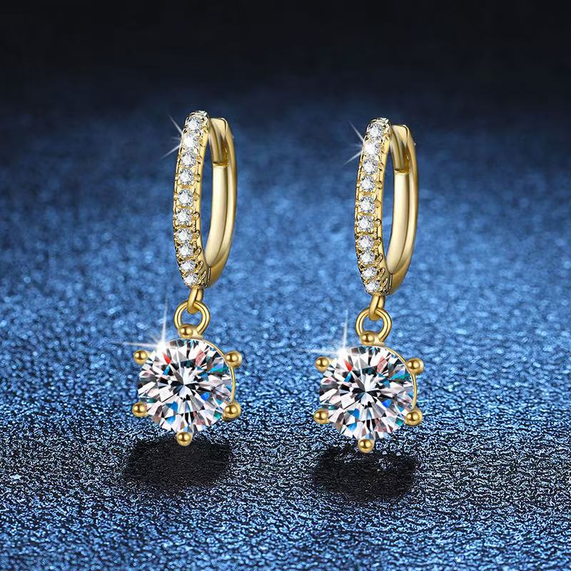 Béra&Co Golden Solstice Moissanite Drop Earrings