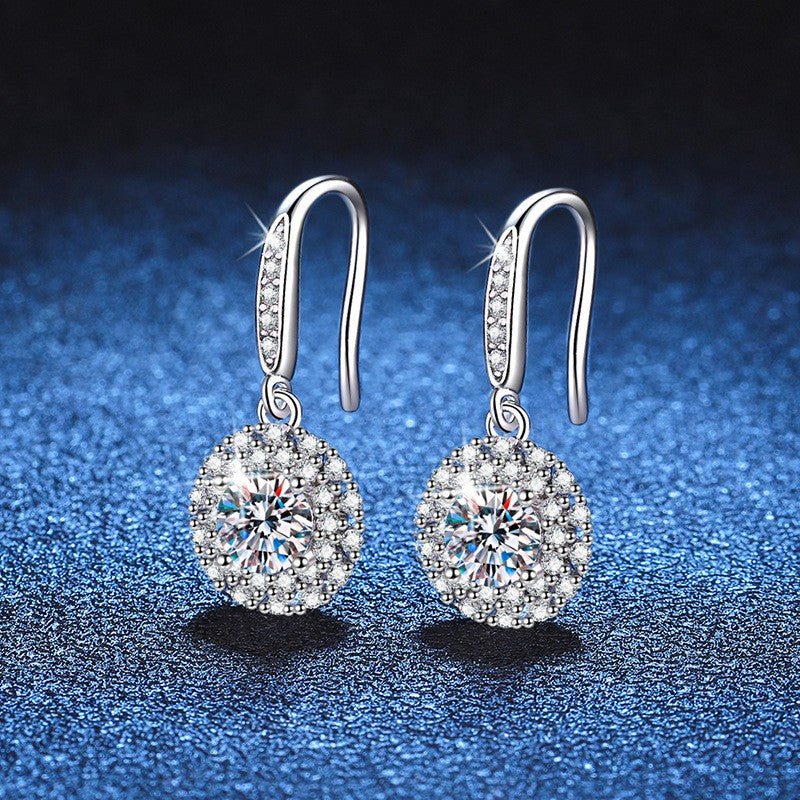 Béra&Co Halo Drop Moissanite Earrings