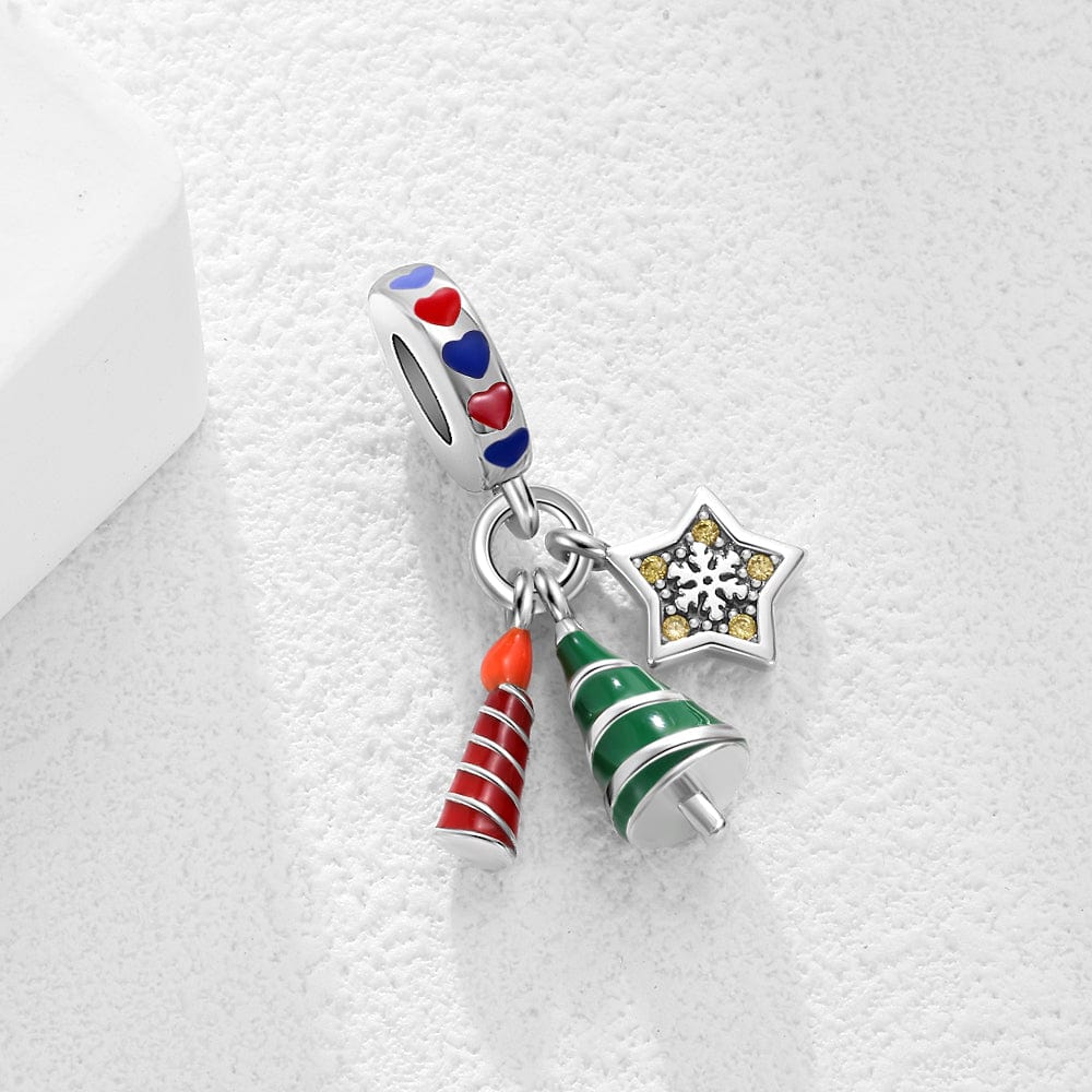 Party Hat, Star & Christmas Tree Festive Dangle Charm