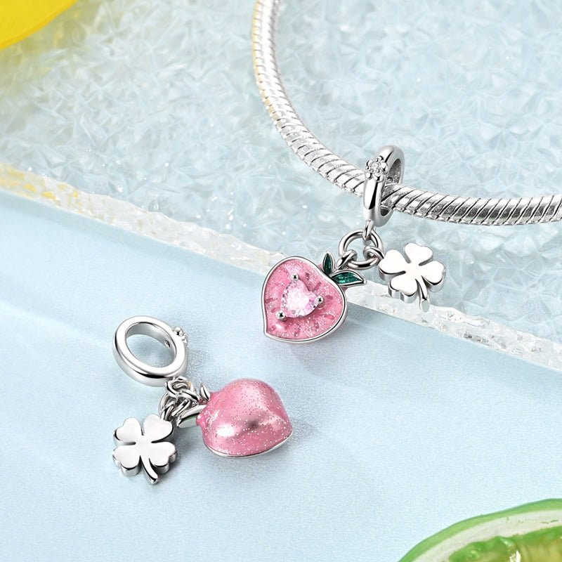 Peach with Four-Leaf Clover Dangle Charm