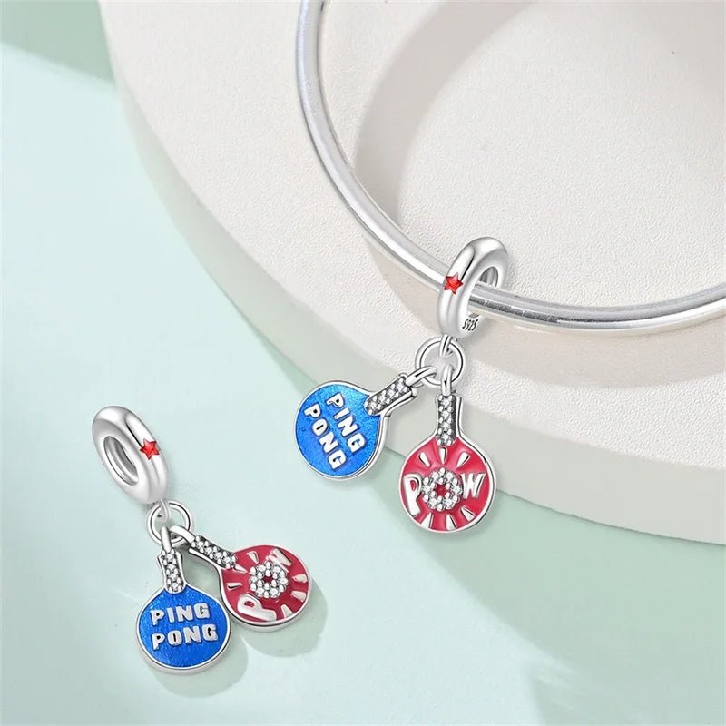 Ping Pong Paddle Duo Dangle Charm