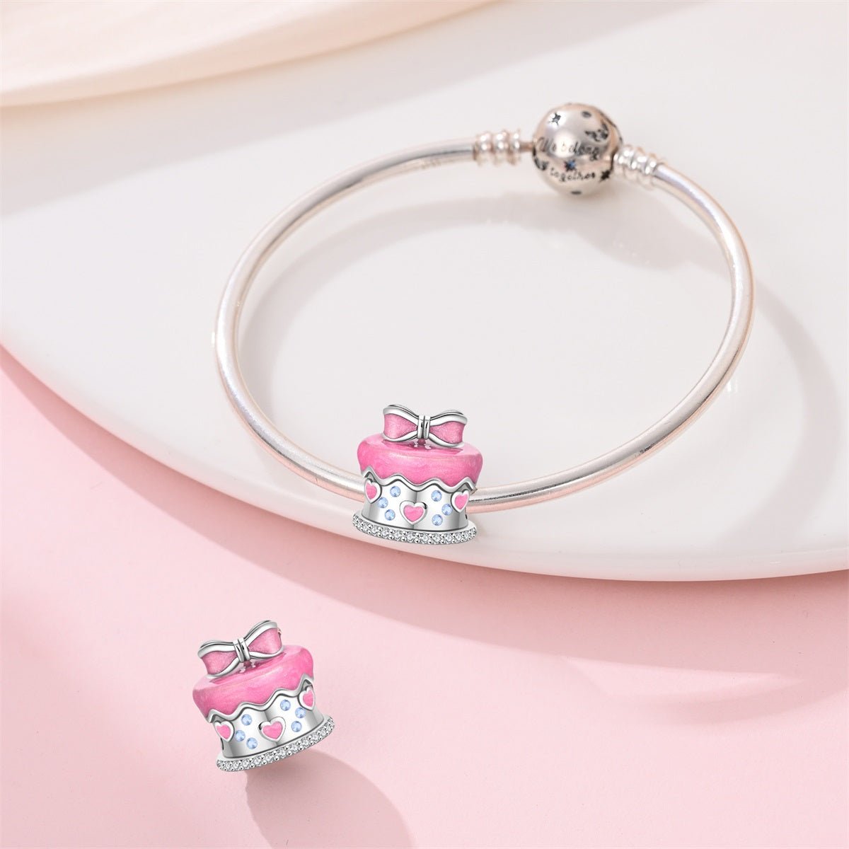 Pink Bow & Hearts Birthday Cake Charm