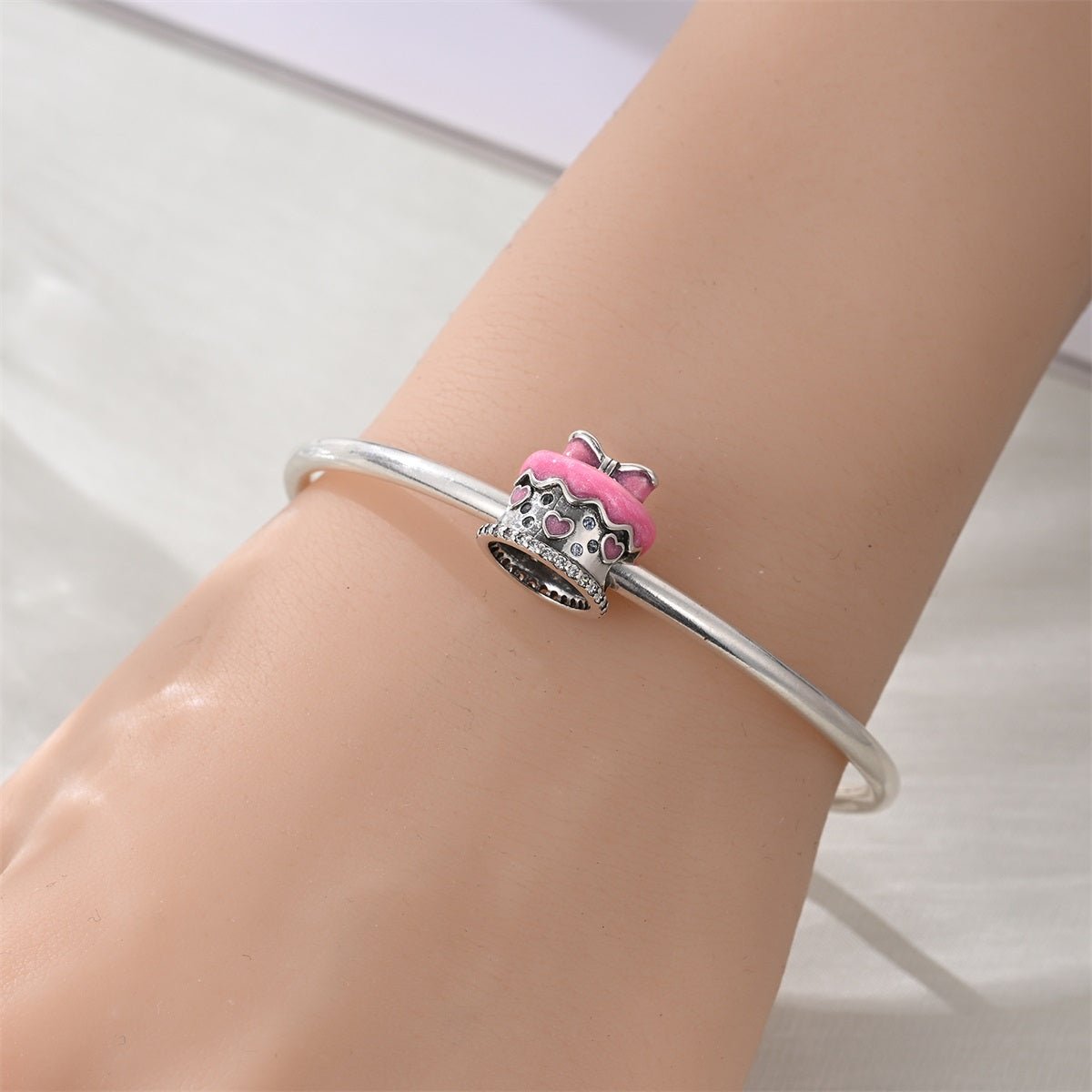 Pink Bow & Hearts Birthday Cake Charm