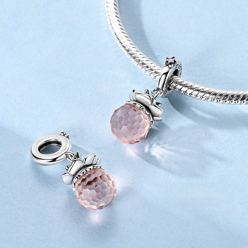 Pink Crystal Perfume Bottle Dangle Charm