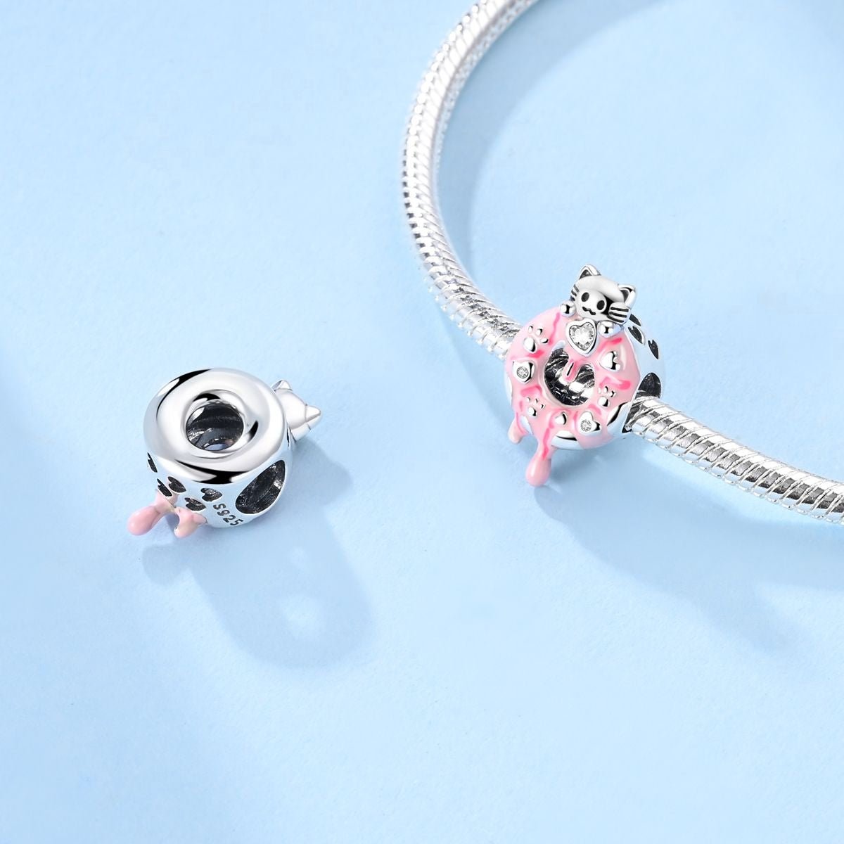 Pink Donut Cat Charm