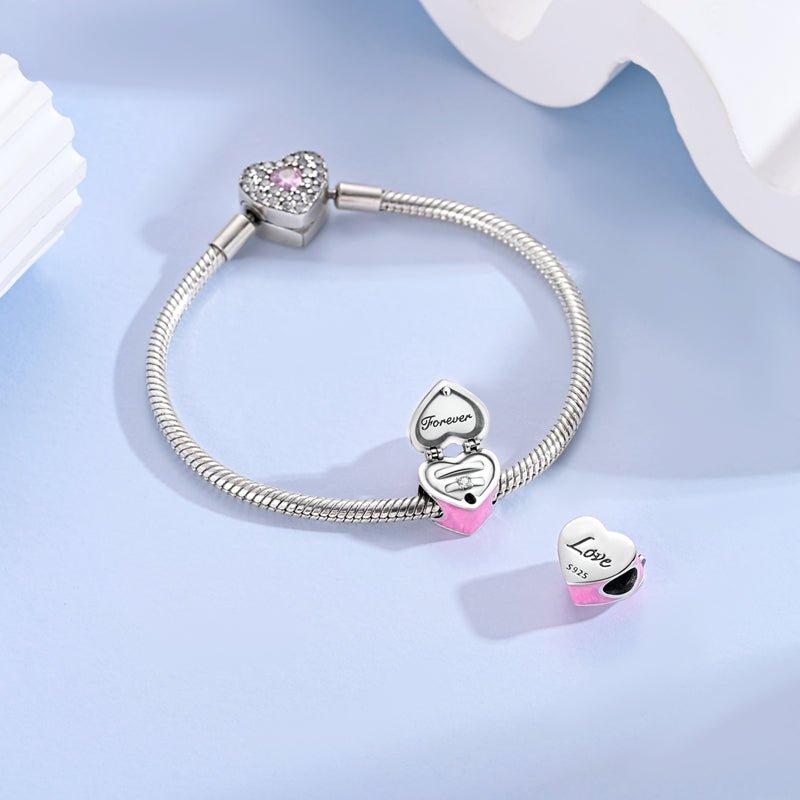 Pink Heart “Forever Love” Locket Charm