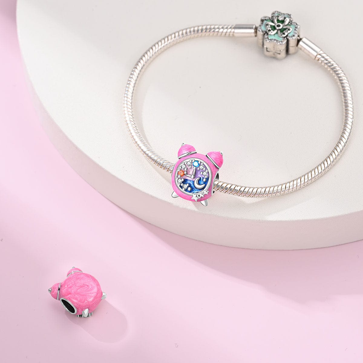 Pink Night Sky Clock Charm