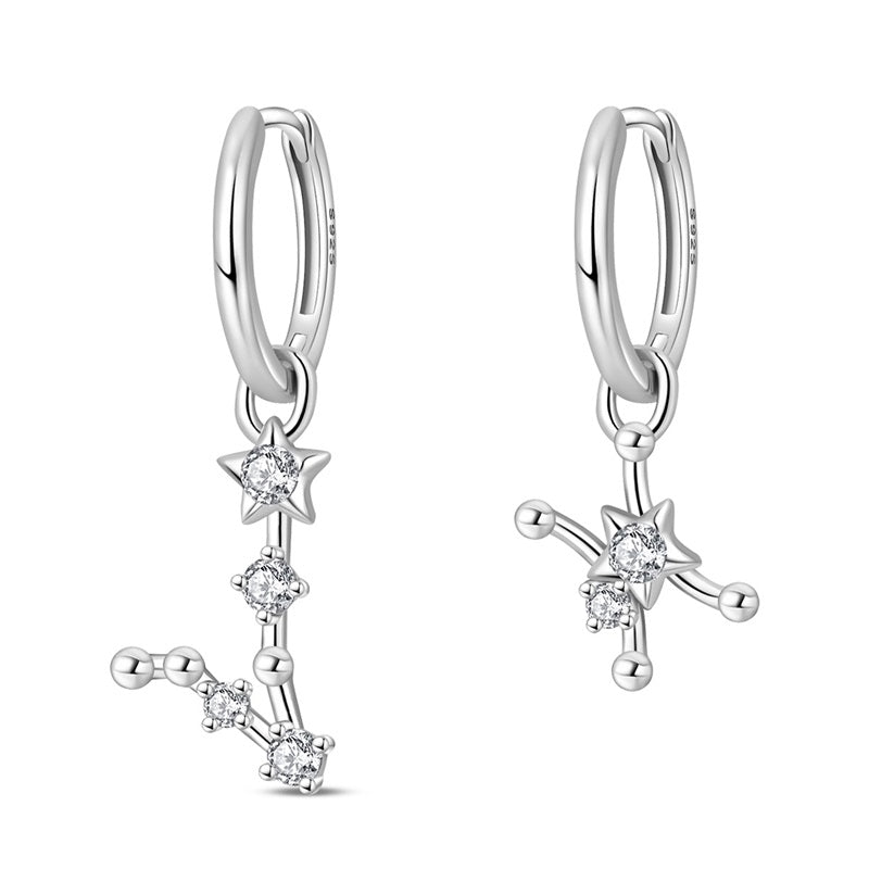 Pisces Constellation Zodiac Hoop Earrings