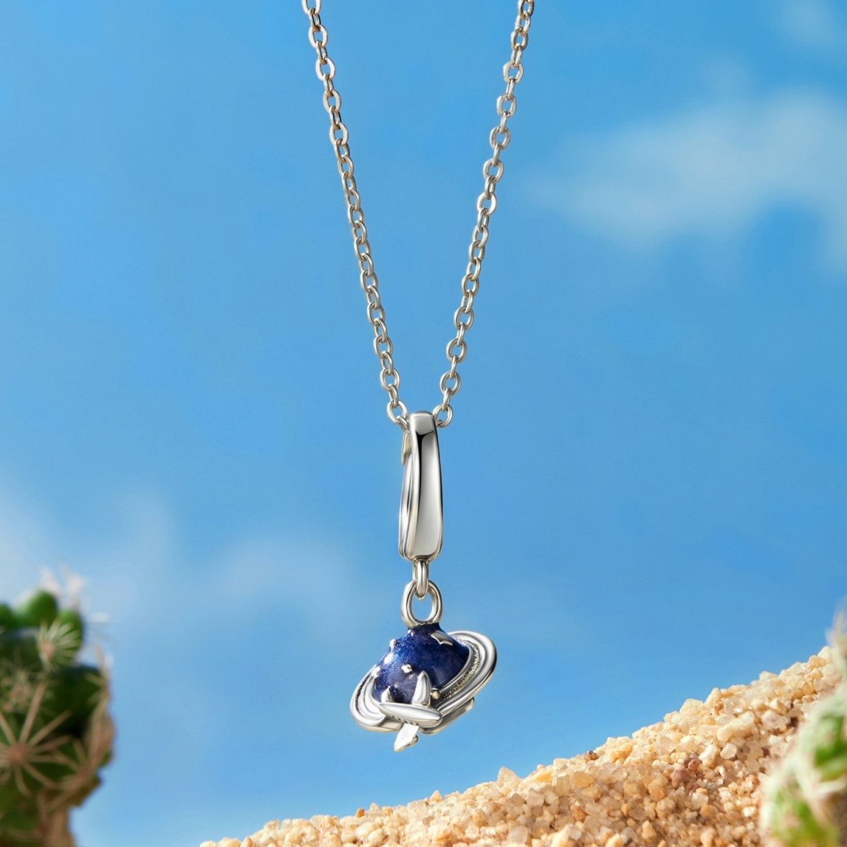 Planet & Airplane Dangle Charm