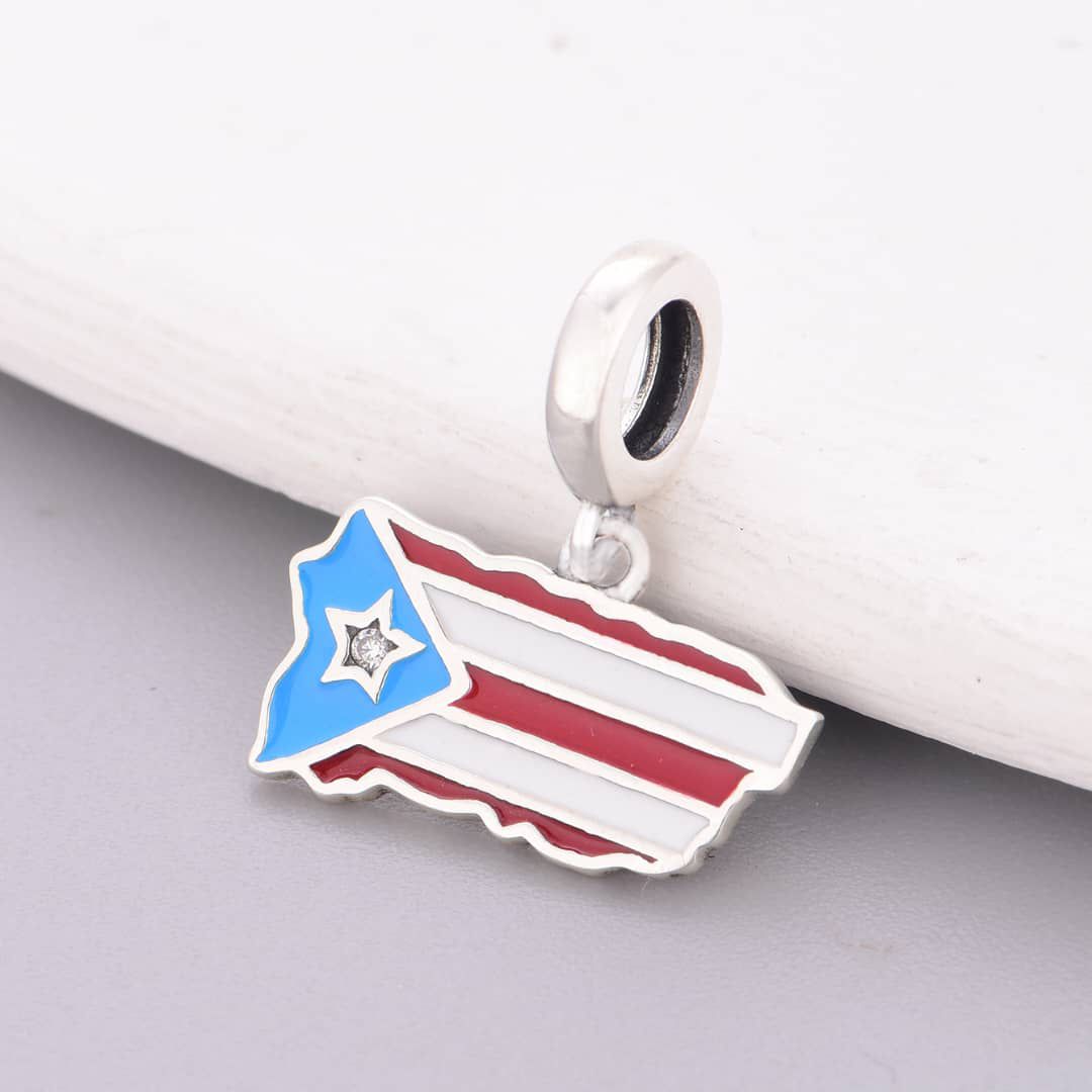 Puerto Rico Map Dangle Charm