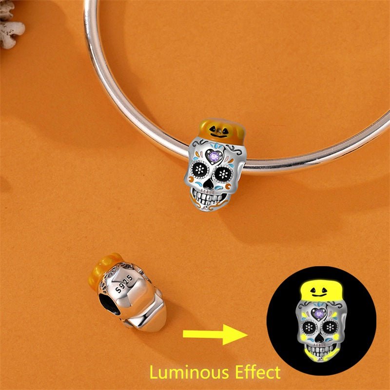 Pumpkin Glow Sugar Skull Charm