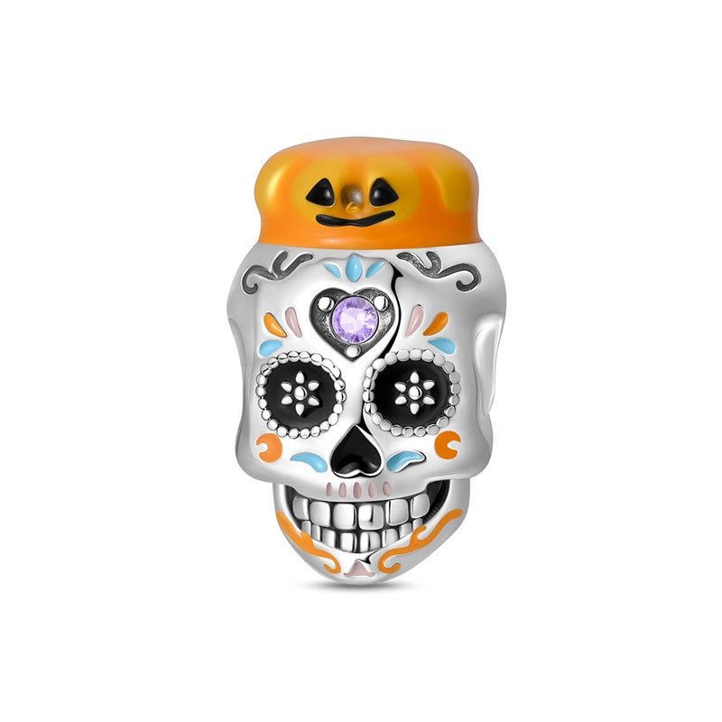 Pumpkin Glow Sugar Skull Charm