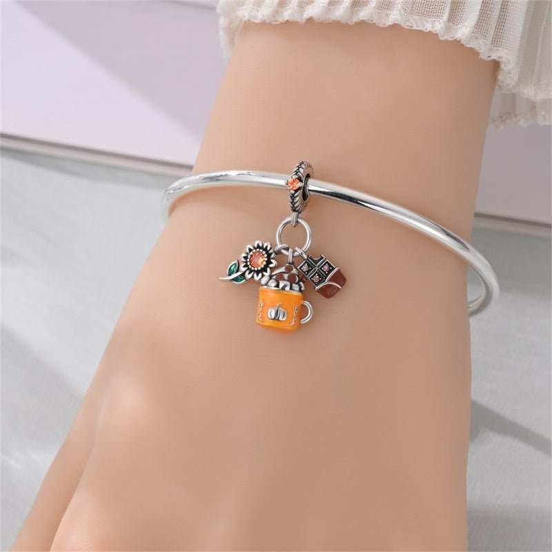 Pumpkin Spice Mug with Chocolate & Sunflower Dangle Charm