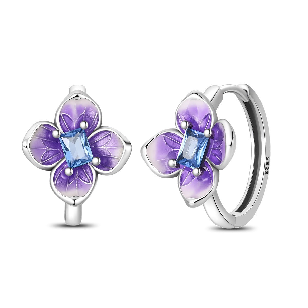 Purple Blossom Flower Hoop Earrings