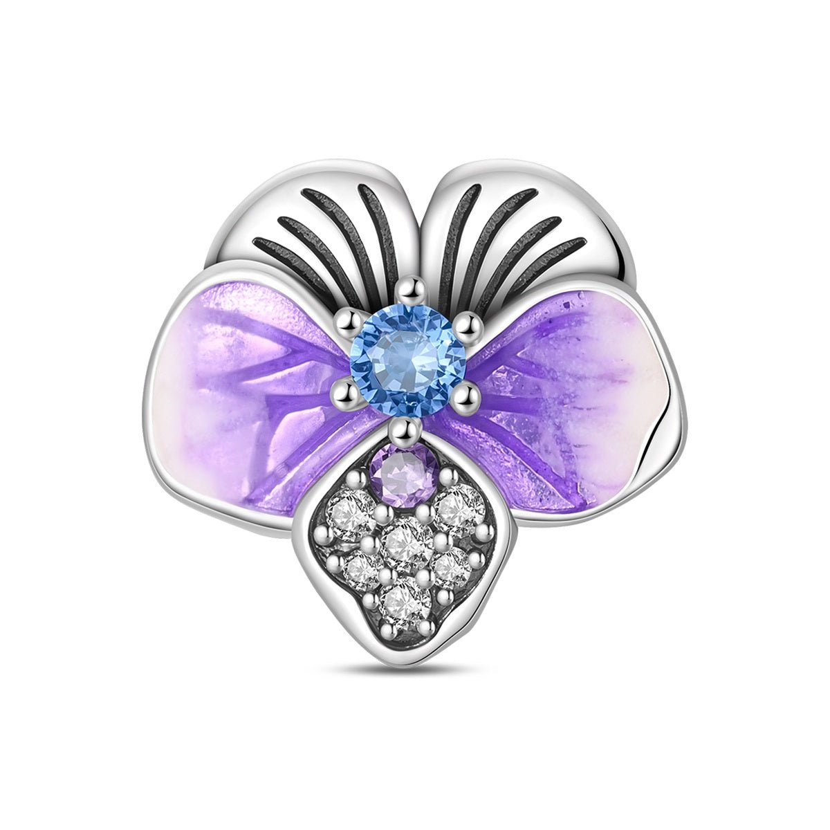 Purple Orchid & Blossom Flower Charm Trio