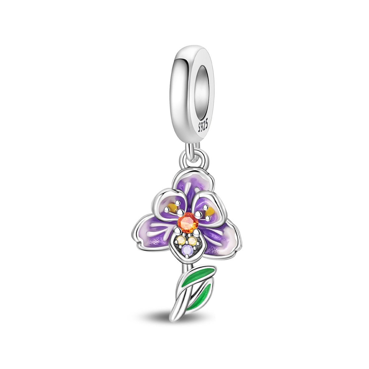 Purple Orchid & Blossom Flower Charm Trio