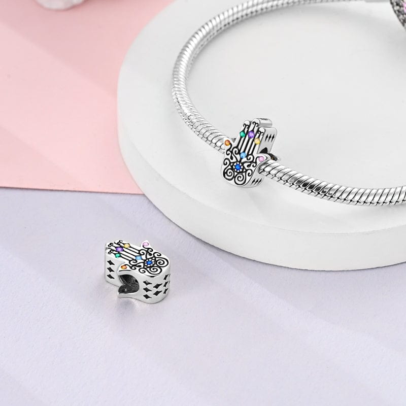 Rainbow Gemstone Hamsa Hand Charm