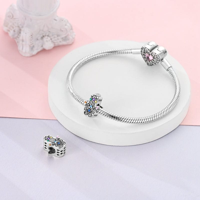 Rainbow Gemstone Hamsa Hand Charm