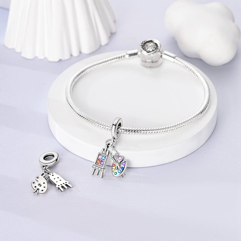 Rainbow Palette & Easel Artist Charm