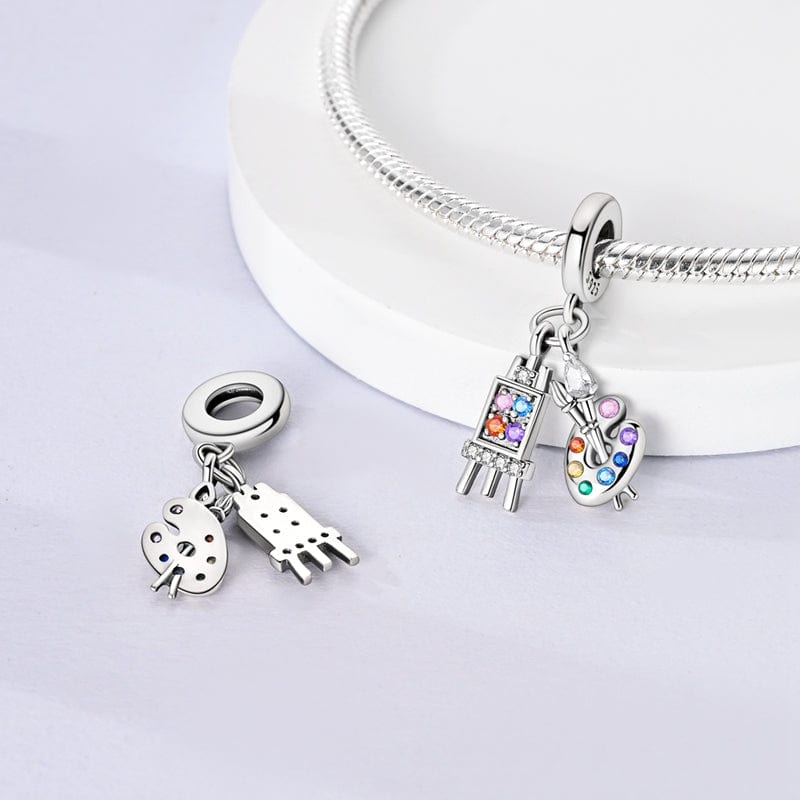Rainbow Palette & Easel Artist Charm