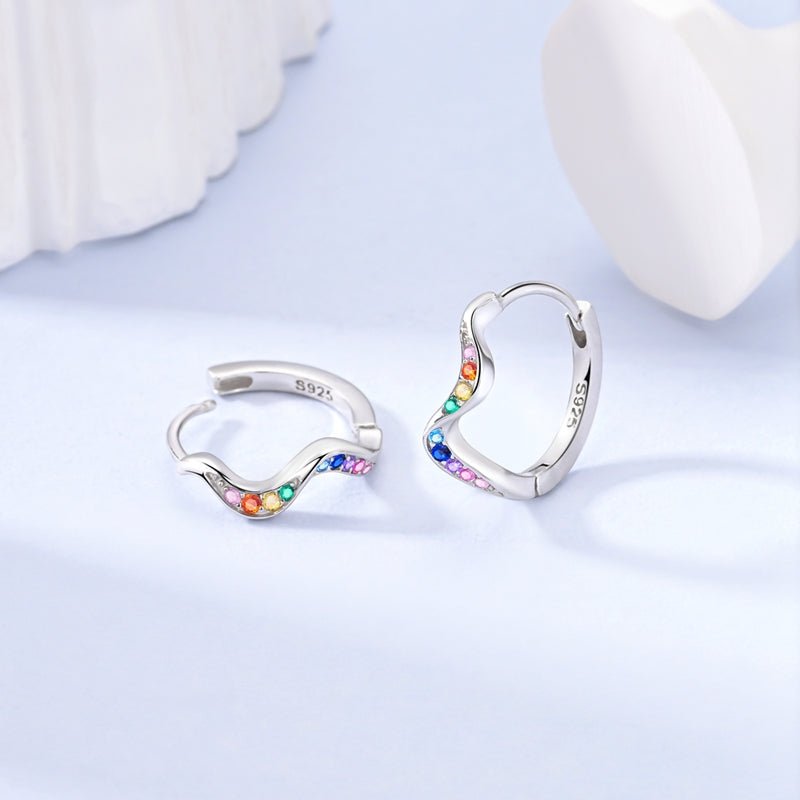 Rainbow Wave Hoop Earrings