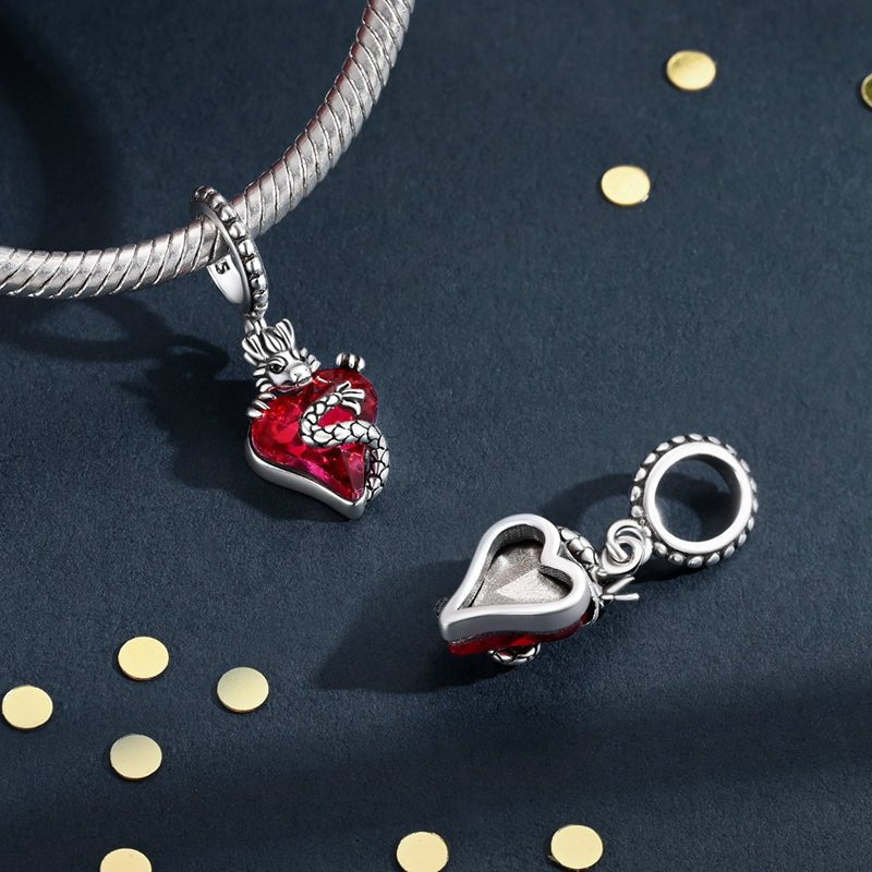 Red Dragon Heart Dangle Charm
