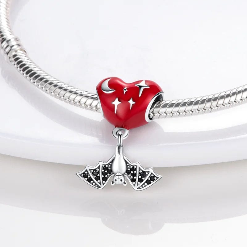 Red Heart & Bat Dangle Charm