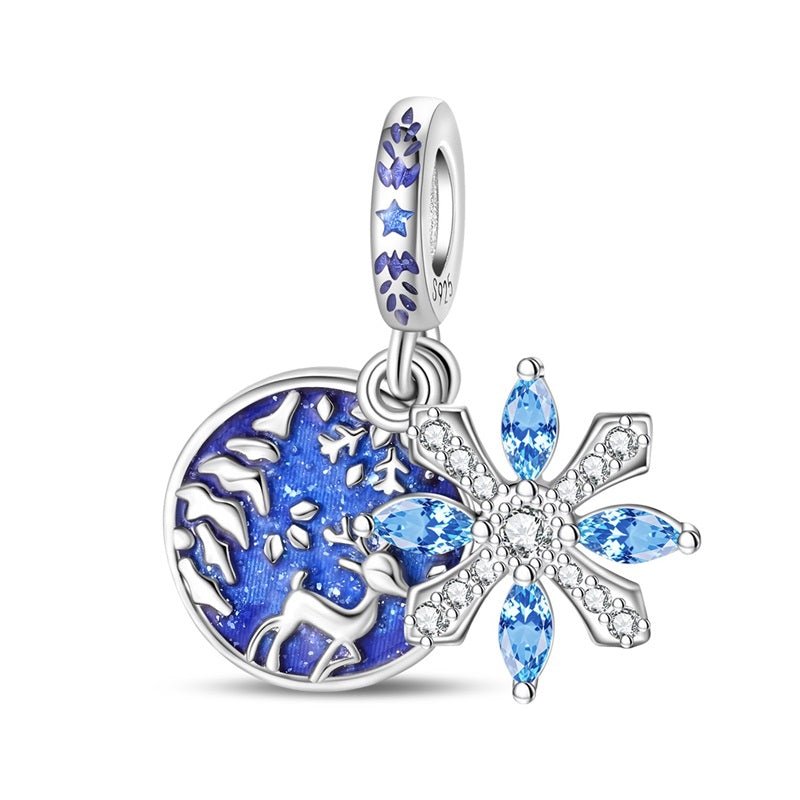 Reindeer & Snowflake Winter Night Dangle Charm