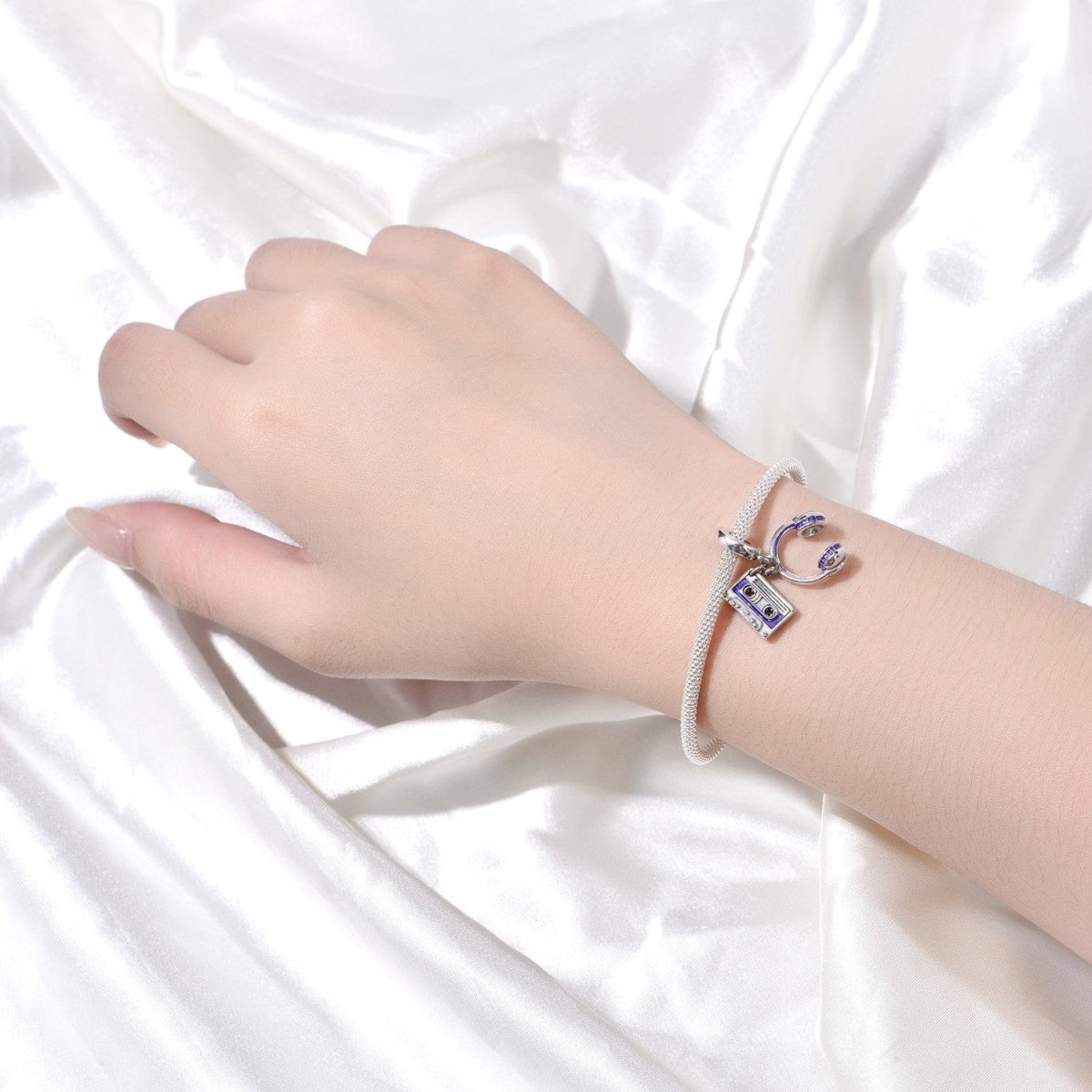 Retro Cassette & Headphones Double Dangle Charm