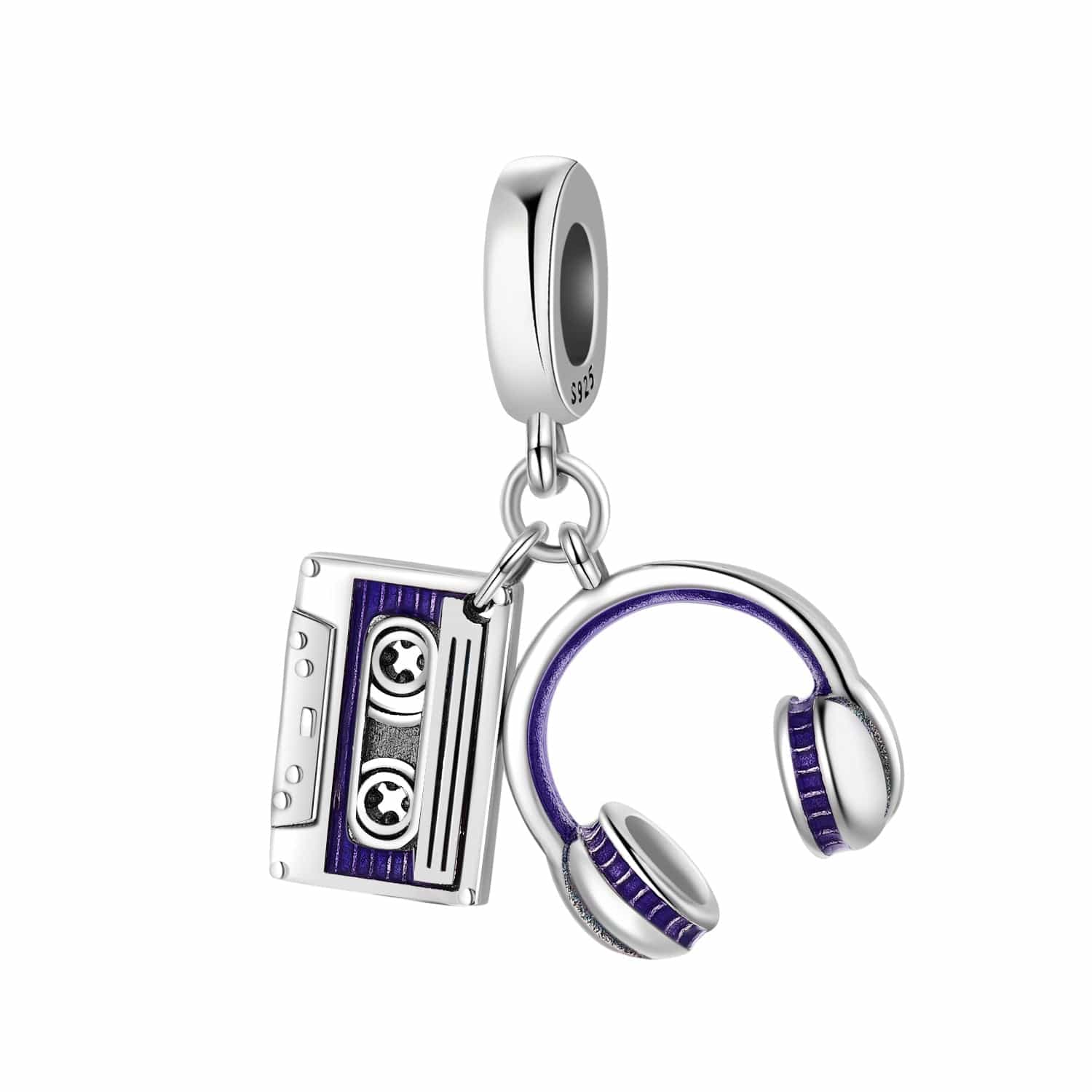 Retro Cassette & Headphones Double Dangle Charm