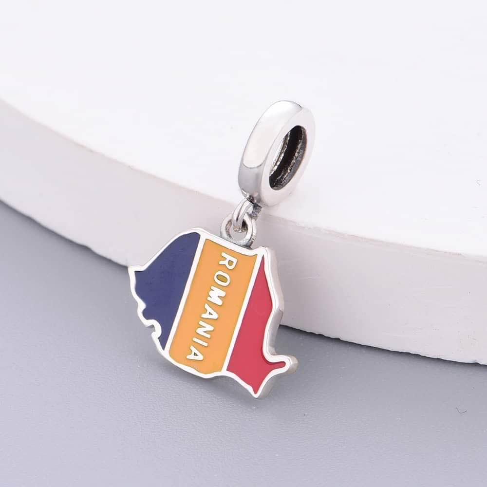 Romania Map Dangle Charm