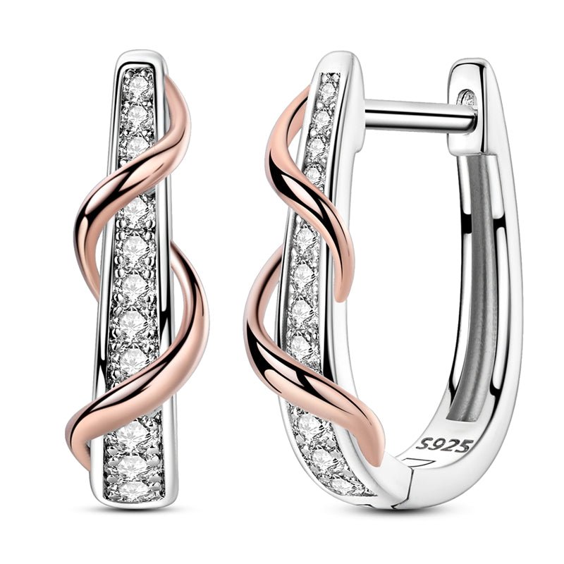 Rose Gold & Silver Twisted Hoop Earrings