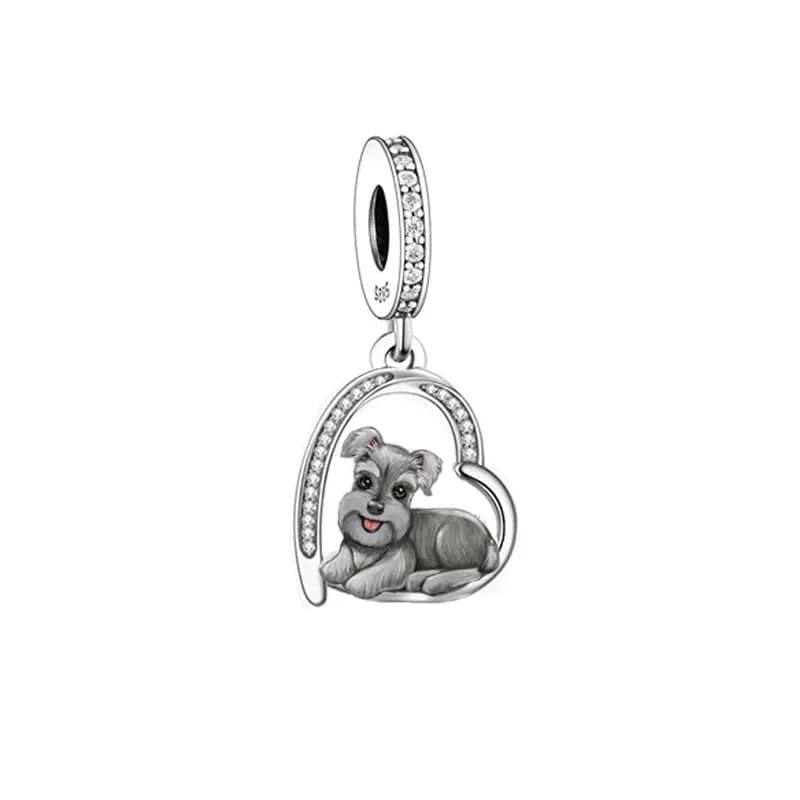 Schnauzer Dog Heart Charm Trio