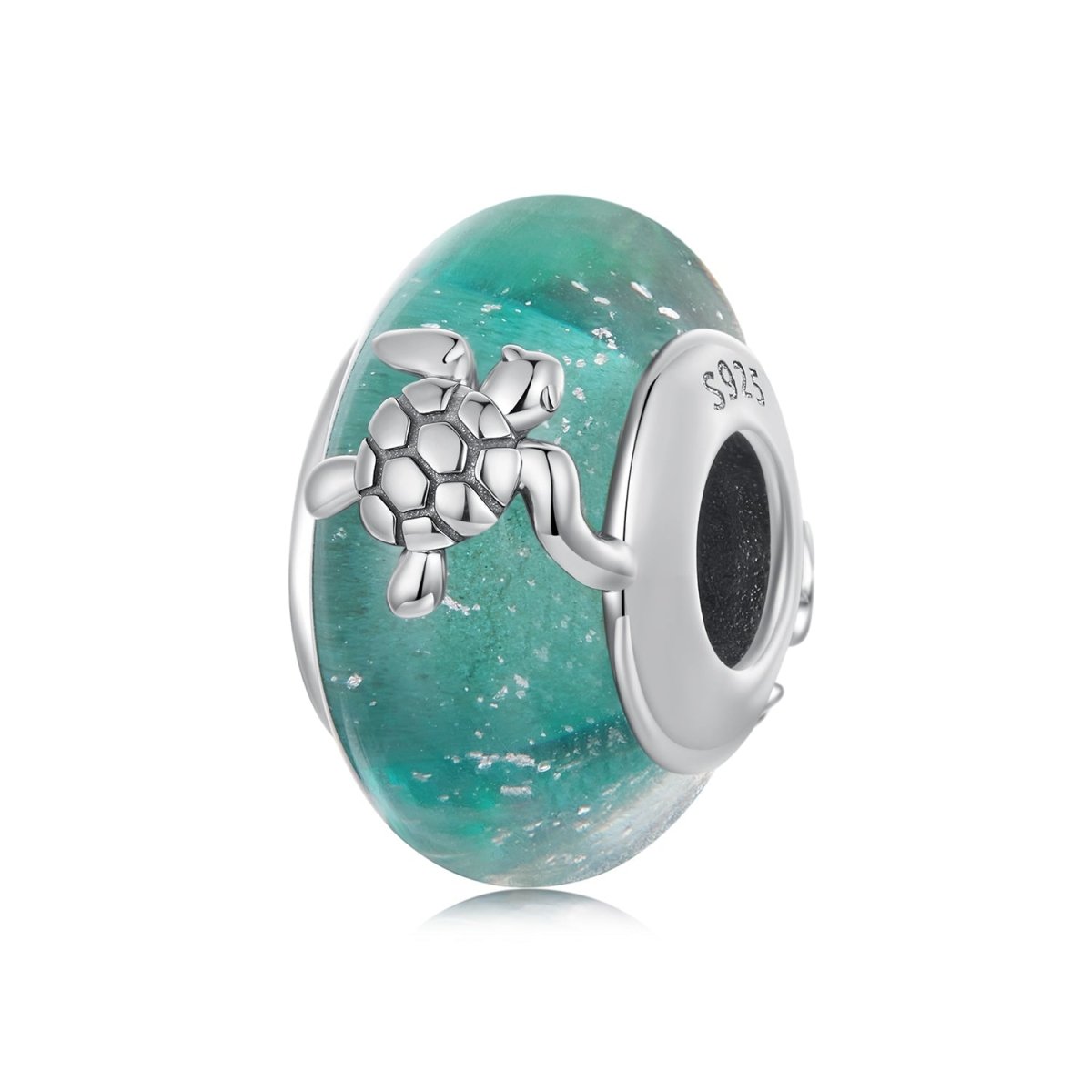 Sea Turtle with Ocean Wave Murano Charm