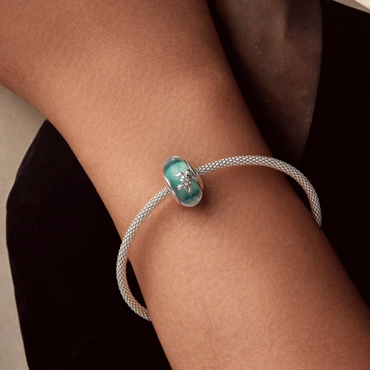 Sea Turtle with Ocean Wave Murano Charm