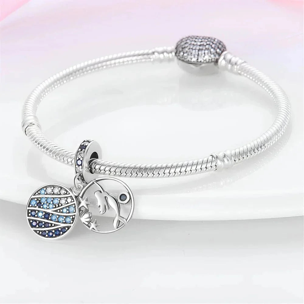 Shimmering Ocean Blue Mermaid Dangle Charm