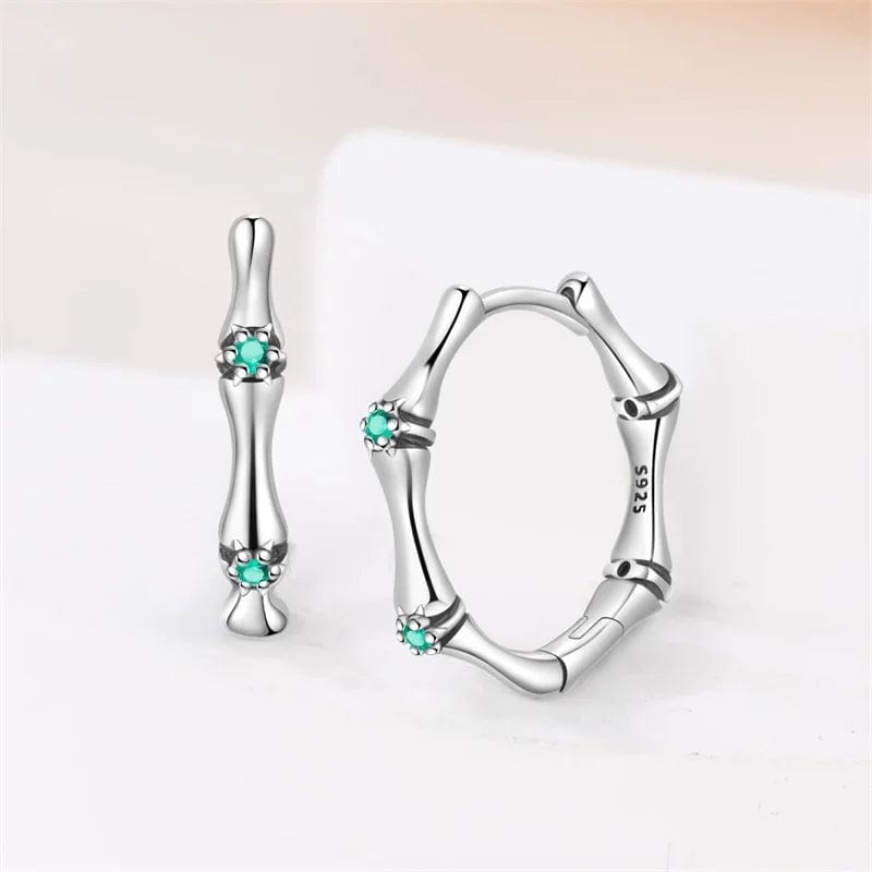 Silver Bamboo Hoop Earrings
