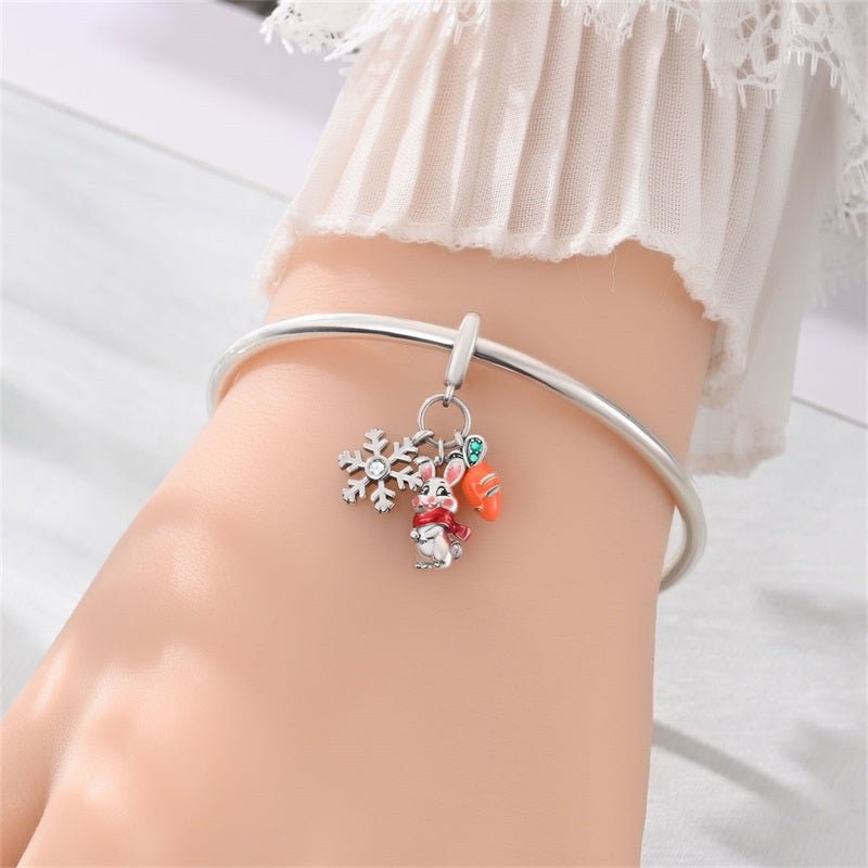 Snowflake Bunny with Carrot Dangle Charm