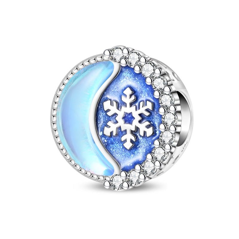Snowflake & Crescent Moon Winter Charm