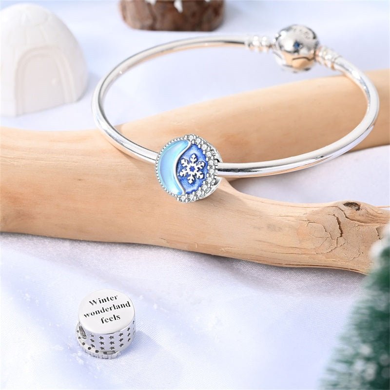 Snowflake & Crescent Moon Winter Charm