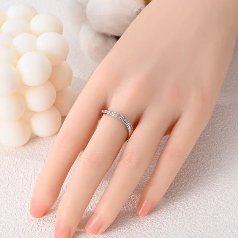 Sophisticated Teardrop Crystal Accent Sterling Silver Ring