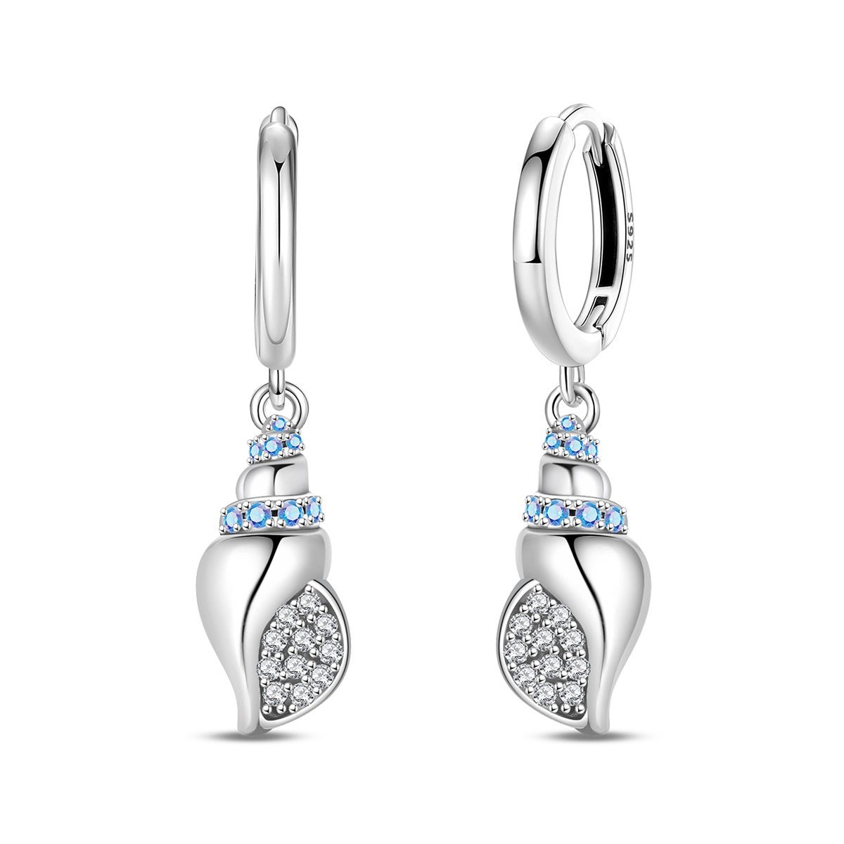 Sparkling Seashell Hoop Earrings