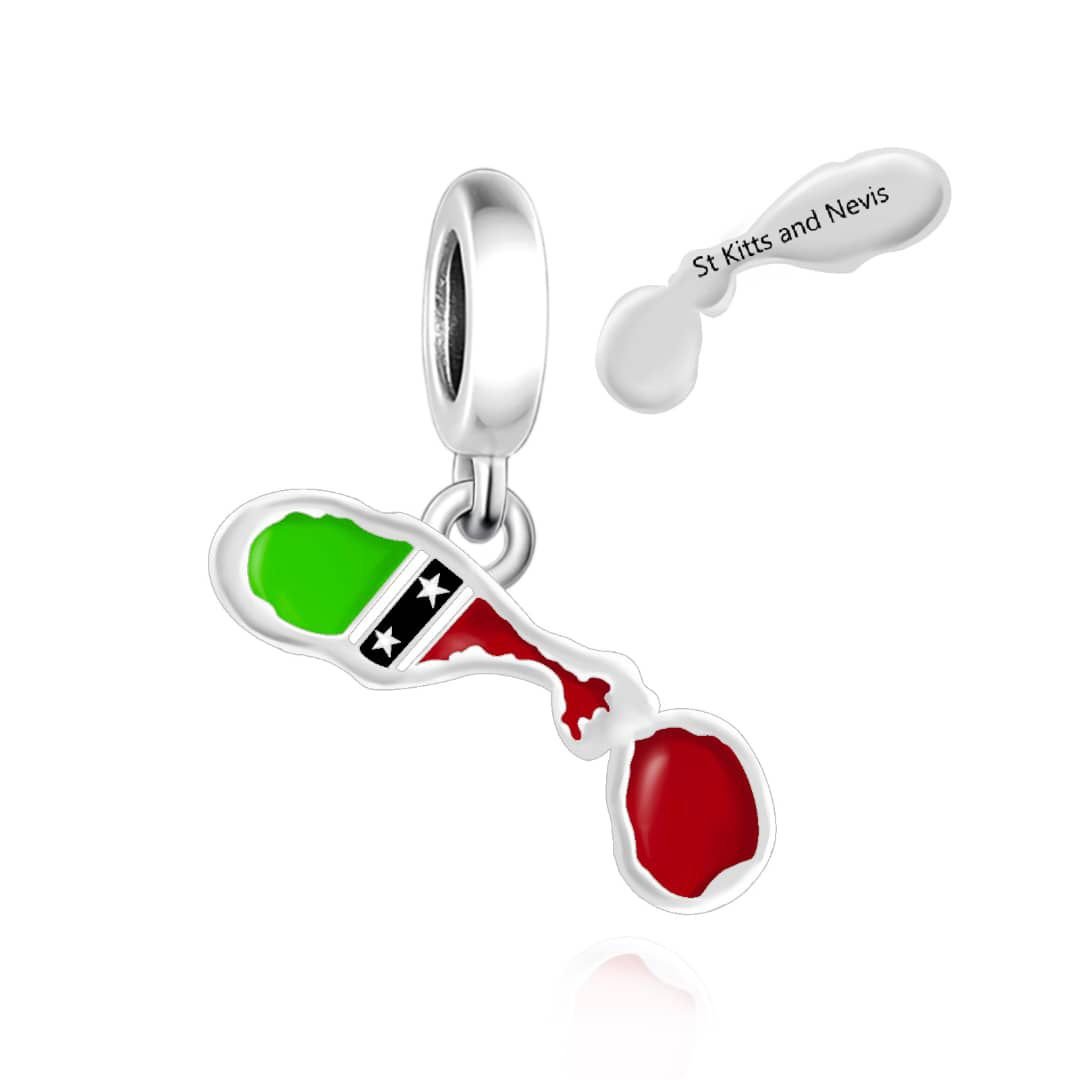 St. Kitts and Nevis Map Dangle Charm