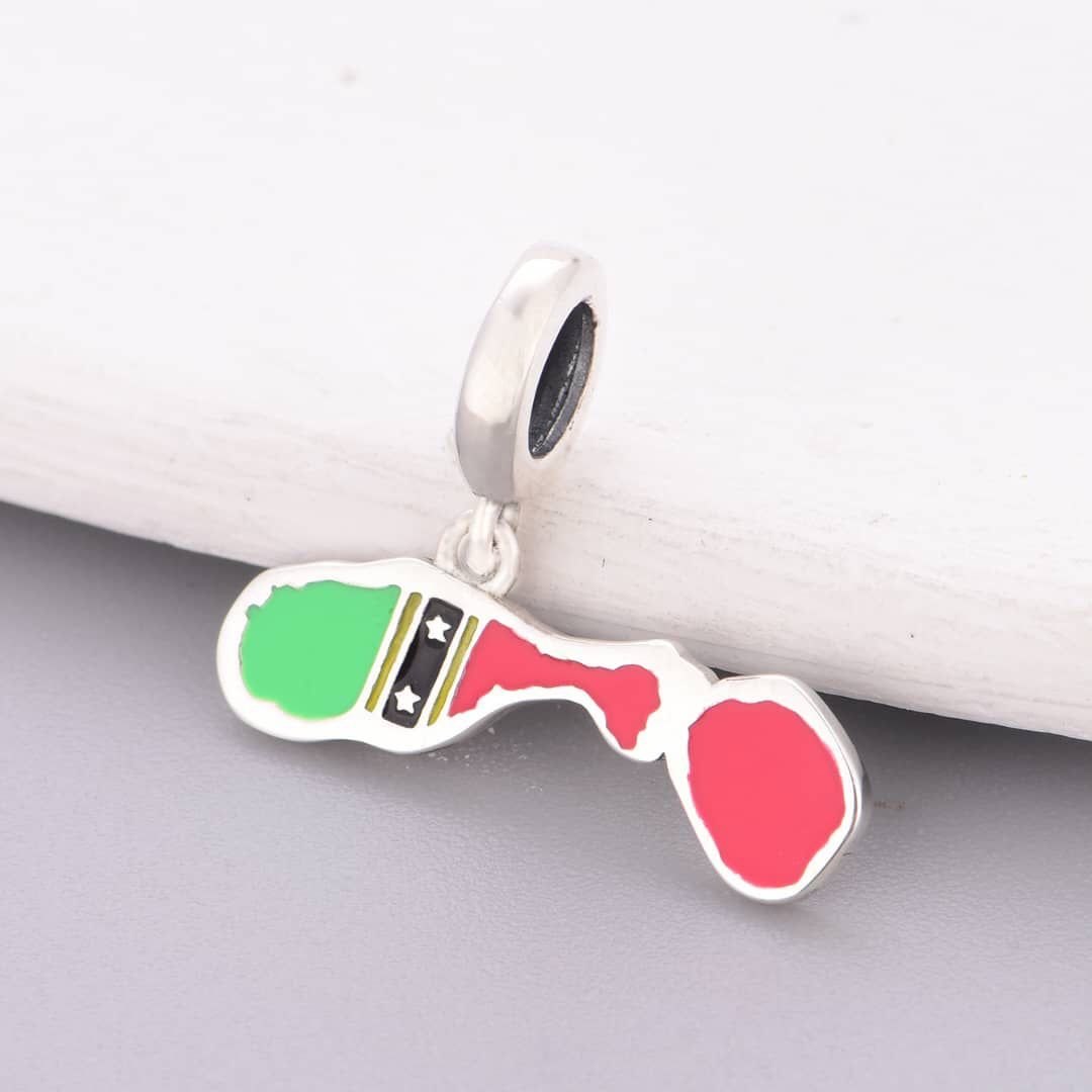 St. Kitts and Nevis Map Dangle Charm