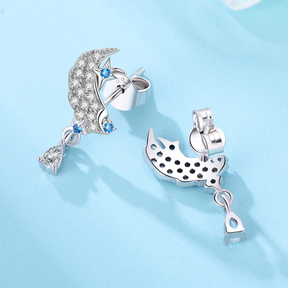 Starlit Crescent Drop Earrings