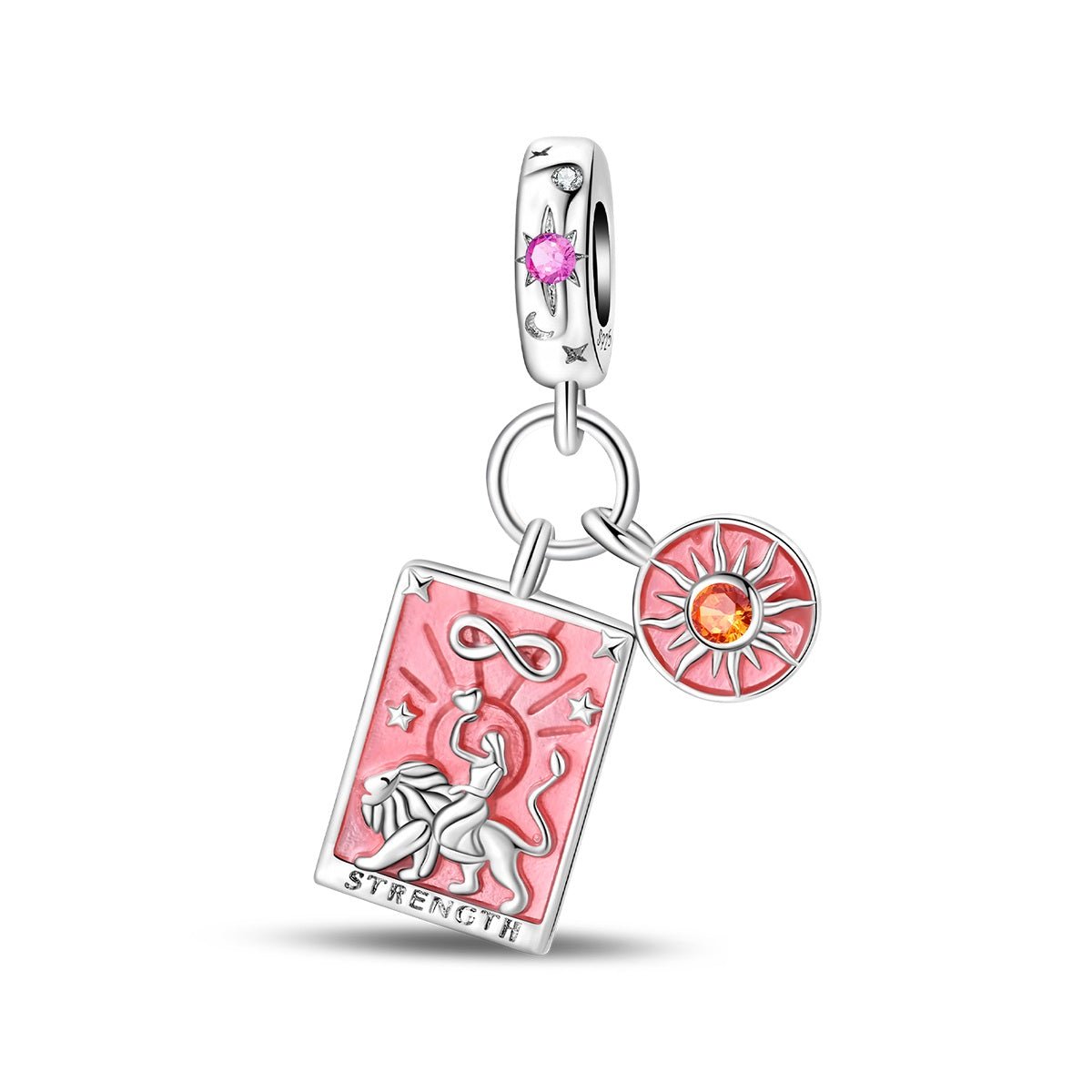 Strength Tarot Card & Sun Dangle Charm