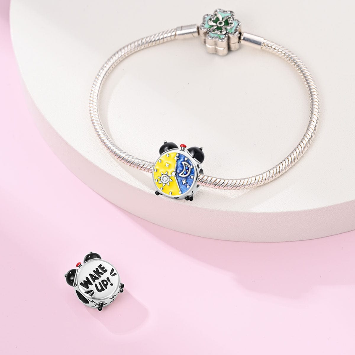 Sun & Moon Dual Time Alarm Clock Charm